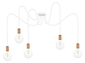 Luster na lanku MIROS 5xE27/60W/230V pavúk biela/medená