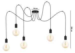 Luster na lanku MIROS 5xE27/60W/230V pavúk čierna