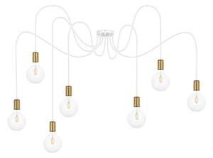 Luster na lanku MIROS 7xE27/60W/230V pavúk biela/zlatá