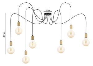 Luster na lanku MIROS 7xE27/60W/230V pavúk čierna/zlatá