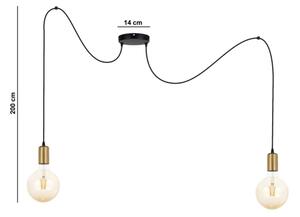 Luster na lanku MIROS 2xE27/60W/230V pavúk čierna/zlatá