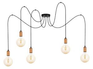 Luster na lanku MIROS 5xE27/60W/230V pavúk čierna/medená