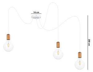 Luster na lanku MIROS 3xE27/60W/230V pavúk biela/medená