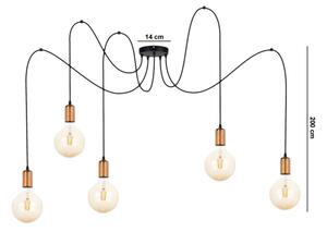 Luster na lanku MIROS 5xE27/60W/230V pavúk čierna/medená