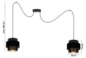 Luster na lanku NESS 2xE27/60W/230V pavúk čierna