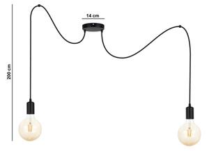 Luster na lanku MIROS 2xE27/60W/230V pavúk čierna