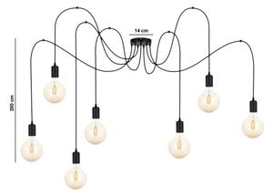 Luster na lanku MIROS 7xE27/60W/230V pavúk čierna