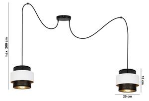 Luster na lanku NESS 2xE27/60W/230V pavúk čierna/biela