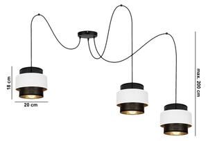 Luster na lanku NESS 3xE27/60W/230V pavúk čierna/biela