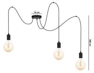 Luster na lanku MIROS 3xE27/60W/230V pavúk čierna
