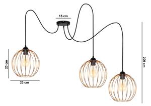 Luster na lanku MATT 3xE27/60W/230V pavúk čierna/medená
