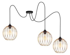 Luster na lanku MATT 3xE27/60W/230V pavúk čierna/medená