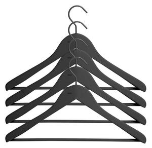 HAY Ramienka Soft Coat Hanger Wide Black w. Bar, set 4ks