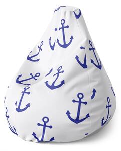 Sablio Sedací vak Pear Modré kotvy - 70 x 95 x 15 cm