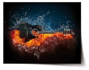 Sablio Plagát Ohnivá gitara - 60x40 cm