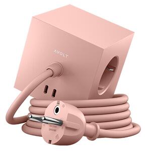 Avolt Stikdåser - Square 1 w/30W Dual USB-C & Magnetic Base 1,8m Old Pink Avolt - Lampemesteren