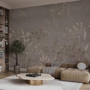 Tapety Ľahký botanický vzor s kvetmi a listami, Fototapety s prírodnými motívmi, Fototapety listy, w05092v1 : Uwalls.sk