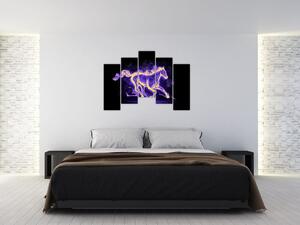 Abstraktný obraz horiaceho kone (Obraz 125x90cm)