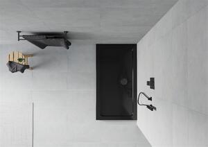 Mexen Flat, akrylátová sprchová vanička 130x70x5 cm SLIM, čierna, čierny sifón, 40707013B