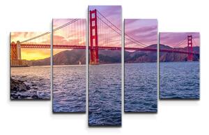 Sablio Obraz - 5-dílný Golden Gate 5 - 125x90 cm