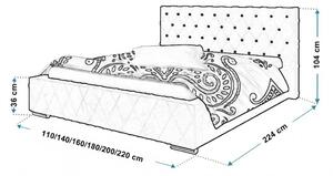 Luxusná čalúnená posteľ BED 4 Glamour - 200x200, Železný rám, 124cm