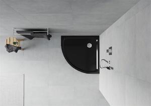 Mexen SLIM - Štvrťkruhová sprchová vanička 70x70x5cm + chrómový sifón, čierna, 41707070