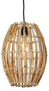 Vidiecka závesná lampa bambusová s bielou - Canna Capsule