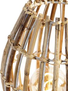 Vidiecka stolová lampa bambusová s bielou - Canna Capsule