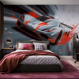Tapety dynamické športové auto v digitálnom štýle kresby s červenými akcentmi, Jedinečné tapety, w05069v1 : Uwalls.sk