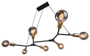 Čierno-mosadzný závesný luster Josefine pre žiarovku 7x E27 – LED lustre a svietidlá > Lustre