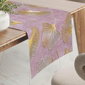 Biante Zamatový behúň na stôl Tamara TMR-001 Ginkgo lístky na staroružovom 20x120 cm