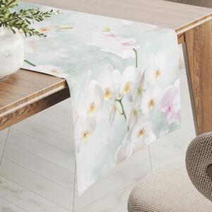 Biante Dekoračný behúň na stôl PM-019 Orchidey na svetlo zelenom 20x120 cm