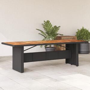 Záhradný stôl s akáciovou doskou čierny 240x90x75 cm polyratan