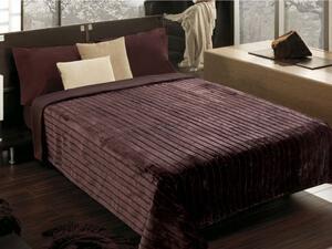 Tmavo hendá deka na posteľ s pruhovaným vzorom Hnedá
