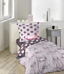 Luxusné obliečky na posteľ fialovo hnedej farby s motívom Paríža 140 x 200 cm Fialová