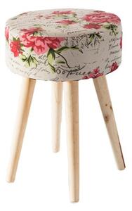 Štýlová kvetovaná taburetka do obývačky Ružová