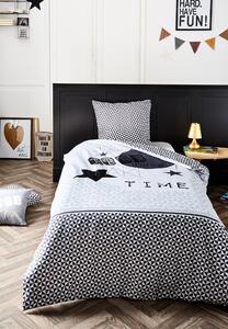 Bavlnené sivé posteľné obliečky s nápisom Sivá