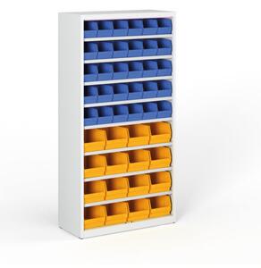 Regál s plastovými boxmi BASIC so zadnou stenou - 1800 x 400 x 920 mm, 30x B, 16x C
