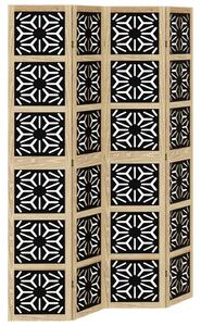 Paraván, 4 panely, hnedo čierny, masívne drevo paulovnie