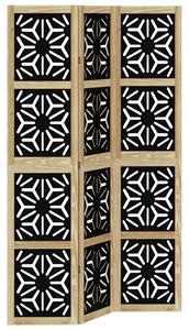 Paraván, 3 panely, hnedo čierny, masívne drevo paulovnie