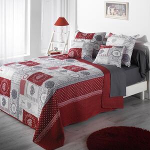 Romantický sivo červený prehoz na manželskú posteľ Červená