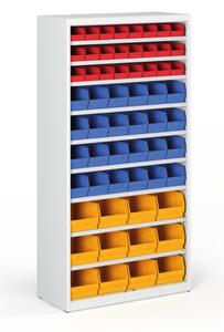 Regál s plastovými boxmi BASIC so zadnou stenou - 1800 x 400 x 920 mm, 24xA,24xB,12xC