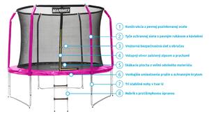 Marimex | Trampolína Marimex 305 cm ružová + vnútorná ochranná sieť + rebrík ZADARMO | 19000105