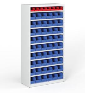 Regál s plastovými boxmi BASIC so zadnou stenou - 1800 x 400 x 920 mm, 54x B, 8x A