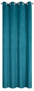 Modrý zamatový záves LILI na krúžkoch s vlnitým reliéfnym vzorom 140 x 250 cm