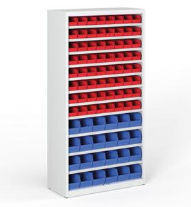 Regál s plastovými boxmi BASIC so zadnou stenou - 1800 x 400 x 920 mm, 64x A, 24x B