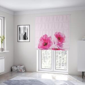 Krásna svetlo ružová roleta na okná šitá na mieru s kvetmi vlčí mak Ružová
