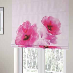 Krásna svetlo ružová roleta na okná šitá na mieru s kvetmi vlčí mak Ružová