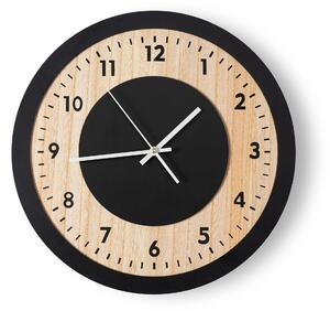 Luxusné čierne hodiny s textúrou dreva 40x40 cm Čierna