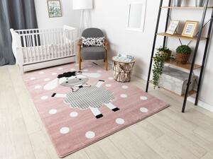 Ružový bodkovaný koberec Veselá ovca Rozmer: 160x220 cm